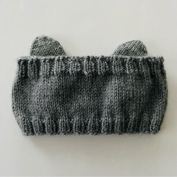 Hand Knit Bunny Ear Headband Ear Warmers Floral Like New Toddler - Picture 2 of 4